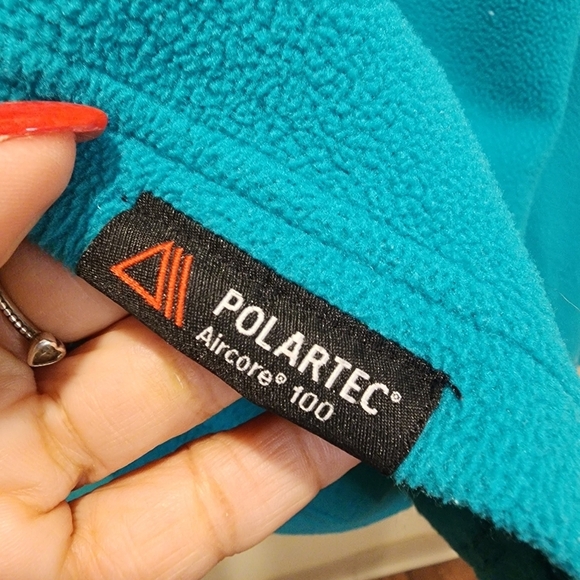 Land's End Teal Fleeces quarter zip pullover sweater size 10-12 - Picture 8 of 10